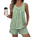 Ekouaer Women Sleeveless Pajama Set Summer Tank Top Pjs 2 Piece Lounge Set