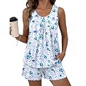 Ekouaer Women Sleeveless Pajama Set Summer Tank Top Pjs 2 Piece Lounge Set