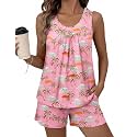 Ekouaer Women Sleeveless Pajama Set Summer Tank Top Pjs 2 Piece Lounge Set