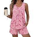 Ekouaer Women Sleeveless Pajama Set Summer Tank Top Pjs 2 Piece Lounge Set