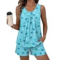 Ekouaer Women Sleeveless Pajama Set Summer Tank Top Pjs 2 Piece Lounge Set