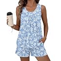 Ekouaer Women Sleeveless Pajama Set Summer Tank Top Pjs 2 Piece Lounge Set