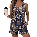 Ekouaer Women Sleeveless Pajama Set Summer Tank Top Pjs 2 Piece Lounge Set