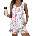 Ekouaer Women Sleeveless Pajama Set Summer Tank Top Pjs 2 Piece Lounge Set
