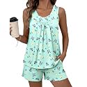Ekouaer Women Sleeveless Pajama Set Summer Tank Top Pjs 2 Piece Lounge Set
