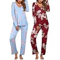 Ekouaer Womens 2 Pack Pajama Set Long