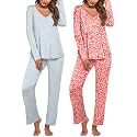 Ekouaer Womens 2 Pack Pajama Set Long