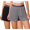 Ekouaer Womens 2 Pack Pajama Shorts 2026 Comfy Elastic Waist Sleep Shorts Bamboo Viscose Soft Pj Bottoms with Pockets