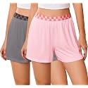 Ekouaer Womens 2 Pack Pajama Shorts 2026 Comfy Elastic Waist Sleep Shorts Bamboo Viscose Soft Pj Bottoms with Pockets