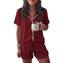 Ekouaer Womens Pajama Sets Button Down Cute Ruffled Pjs Set Sleepwear