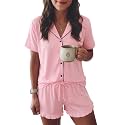 Ekouaer Womens Pajama Sets Button Down Cute Ruffled Pjs Set Sleepwear