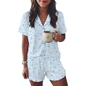 Ekouaer Womens Pajama Sets Button Down Cute Ruffled Pjs Set Sleepwear