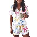 Ekouaer Womens Pajama Sets Button Down Cute Ruffled Pjs Set Sleepwear