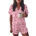 Ekouaer Womens Pajama Sets Button Down Cute Ruffled Pjs Set Sleepwear