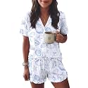 Ekouaer Womens Pajama Sets Button Down Cute Ruffled Pjs Set Sleepwear