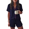 Ekouaer Womens Pajama Sets Button Down Cute Ruffled Pjs Set Sleepwear