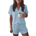 Ekouaer Womens Pajama Sets Button Down Cute Ruffled Pjs Set Sleepwear