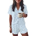 Ekouaer Womens Pajama Sets Button Down Cute Ruffled Pjs Set Sleepwear