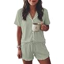 Ekouaer Womens Pajama Sets Button Down Cute Ruffled Pjs Set Sleepwear