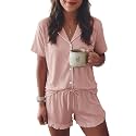 Ekouaer Womens Pajama Sets Button Down Cute Ruffled Pjs Set Sleepwear