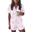 Ekouaer Womens Pajama Sets Button Down Cute Ruffled Pjs Set Sleepwear