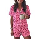 Ekouaer Womens Pajama Sets Button Down Cute Ruffled Pjs Set Sleepwear