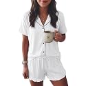 Ekouaer Womens Pajama Sets Button Down Cute Ruffled Pjs Set Sleepwear