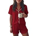Ekouaer Womens Pajama Sets Button Down Cute Ruffled Pjs Set Sleepwear