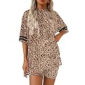 Ekouaer Womens Pajamas Casual 2 Piece Short Sleeve Biker Shorts Lounge Set