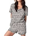 Ekouaer Womens Pajamas Sets Soft 95% Cotton Pjs Short Sleeve Lounge Sets