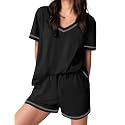 Ekouaer Womens Pajamas Sets Soft 95% Cotton Pjs Short Sleeve Lounge Sets
