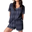 Ekouaer Womens Pajamas Sets Soft 95% Cotton Pjs Short Sleeve Lounge Sets