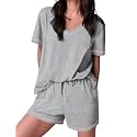 Ekouaer Womens Pajamas Sets Soft 95% Cotton Pjs Short Sleeve Lounge Sets