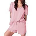Ekouaer Womens Pajamas Sets Soft 95% Cotton Pjs Short Sleeve Lounge Sets