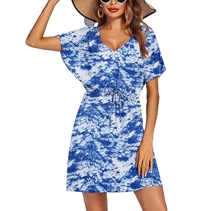 Ekouaer Womens Swimsuit Coverup Short Sleeve Beach