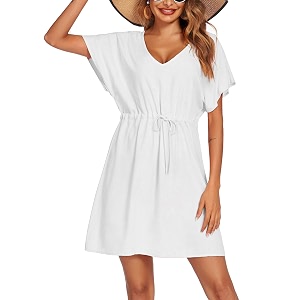 Ekouaer Womens Swimsuit Coverup Short Sleeve Beach