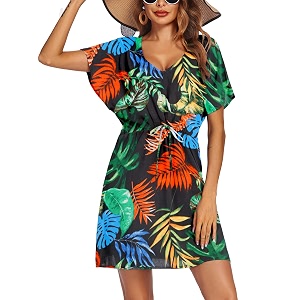 Ekouaer Womens Swimsuit Coverup Short Sleeve Beach