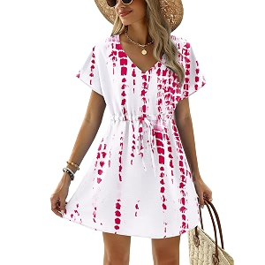 Ekouaer Womens Swimsuit Coverup Short Sleeve Beach