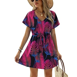 Ekouaer Womens Swimsuit Coverup Short Sleeve Beach