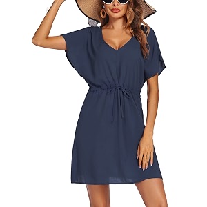 Ekouaer Womens Swimsuit Coverup Short Sleeve Beach