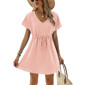 Ekouaer Womens Swimsuit Coverup Short Sleeve Beach