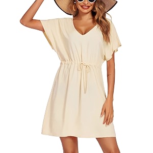 Ekouaer Womens Swimsuit Coverup Short Sleeve Beach