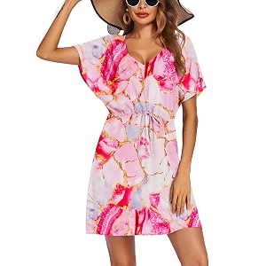 Ekouaer Womens Swimsuit Coverup Short Sleeve Beach