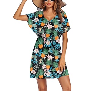 Ekouaer Womens Swimsuit Coverup Short Sleeve Beach