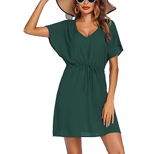 Ekouaer Womens Swimsuit Coverup Short Sleeve Beach