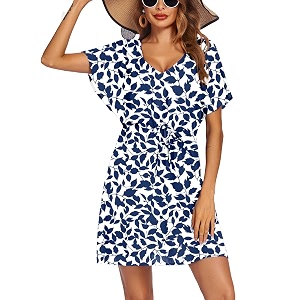 Ekouaer Womens Swimsuit Coverup Short Sleeve Beach