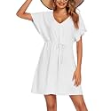 Ekouaer Womens Swimsuit Coverup Short Sleeve Beach