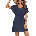 Ekouaer Womens Swimsuit Coverup Short Sleeve Beach