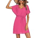 Ekouaer Womens Swimsuit Coverup Short Sleeve Beach