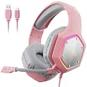 EKSA E1000 V2 Gaming Headset, PC Headset with USB C Plug, Wired Headphones with Noise Canceling Microphone, 7.1 Surround Sound, RGB Light, include USB Adapter for Computer,Mac, PS4/PS5 Console, Laptop